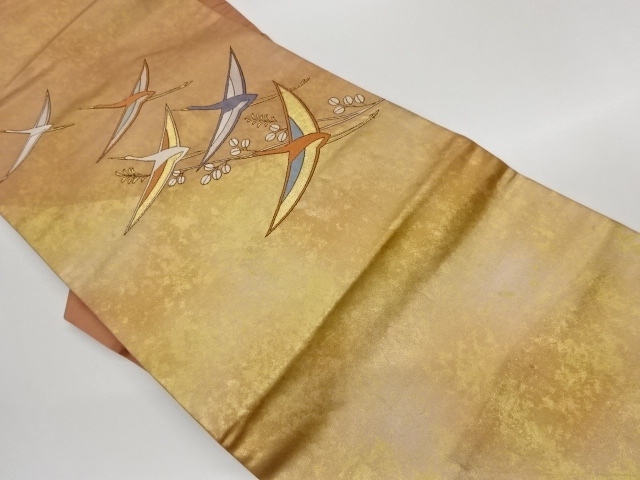 JAPANESE NAGOYA OBI / WOVEN CRANES